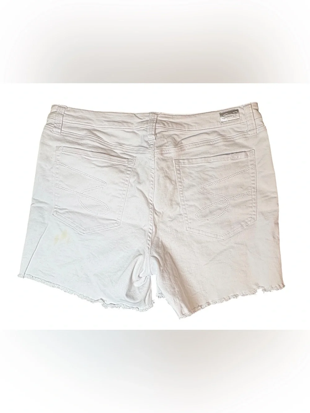 Seven7 White Denim Raw Hem Stretch Shorts Size 14 Summer Beach Casual